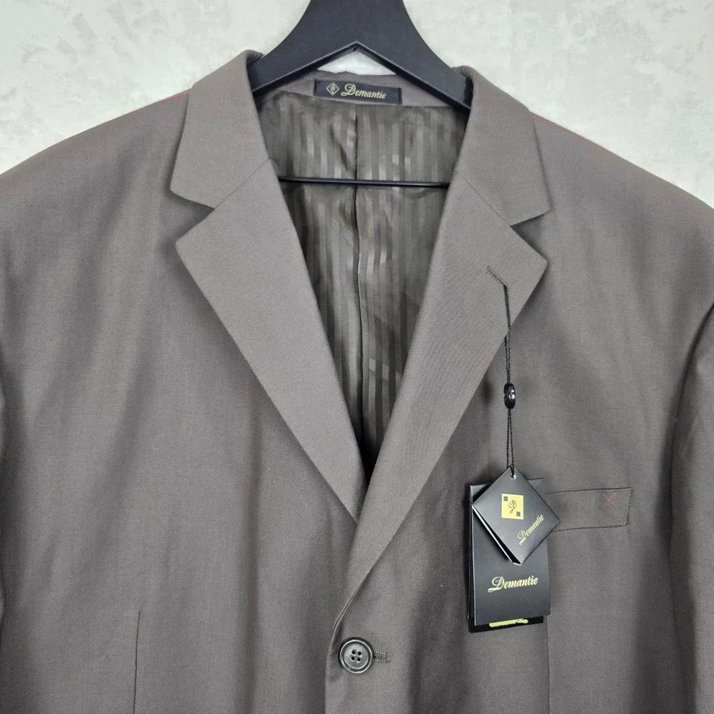 New Demantie Super 150s Blazer 54R Charcoal Brown 3-Button Travel Jacket W48‎
